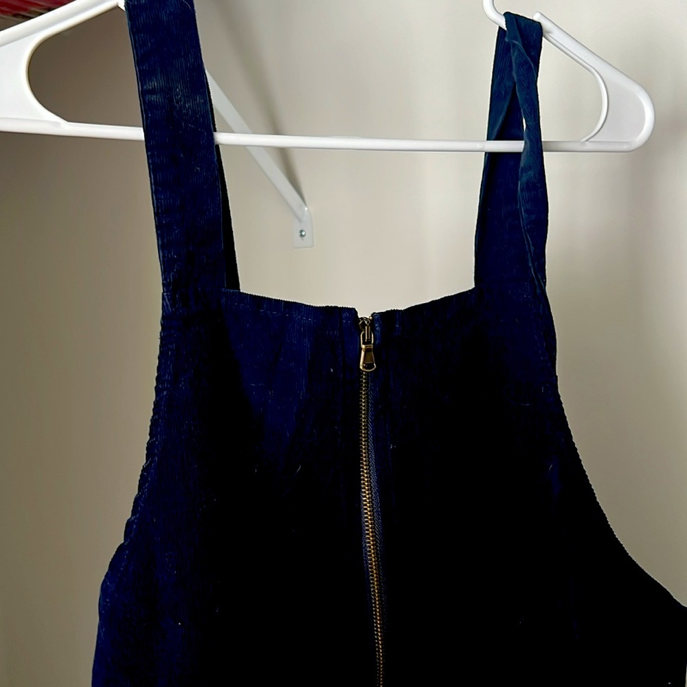Corduroy blue dress full functioning zipper